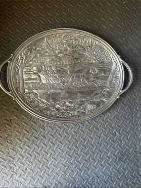 Lenox Embossed winter scene/ Metal Serving Tray -